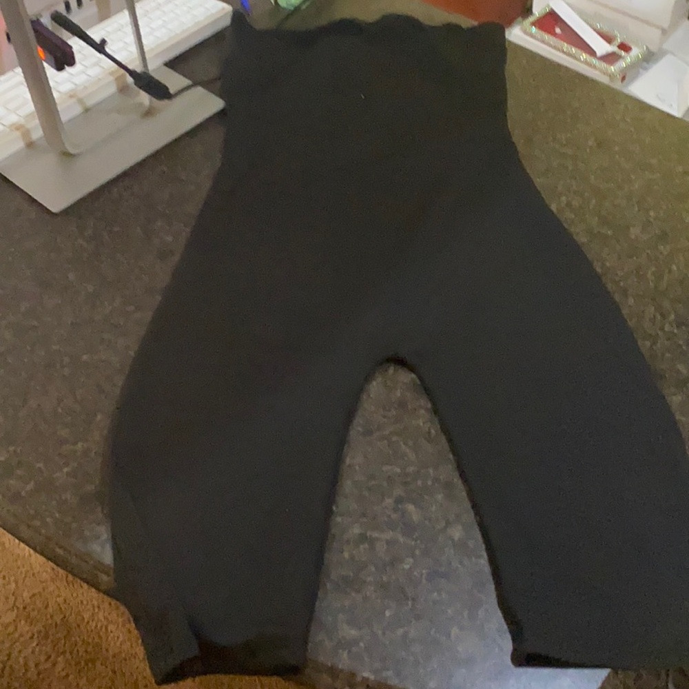 Black strapless unitard with cut out back (Dar)